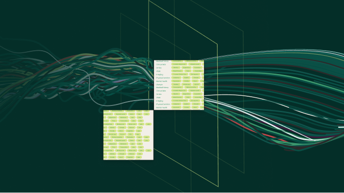 Conceptual view of disparate clinical data points being curated by the Verily platform.