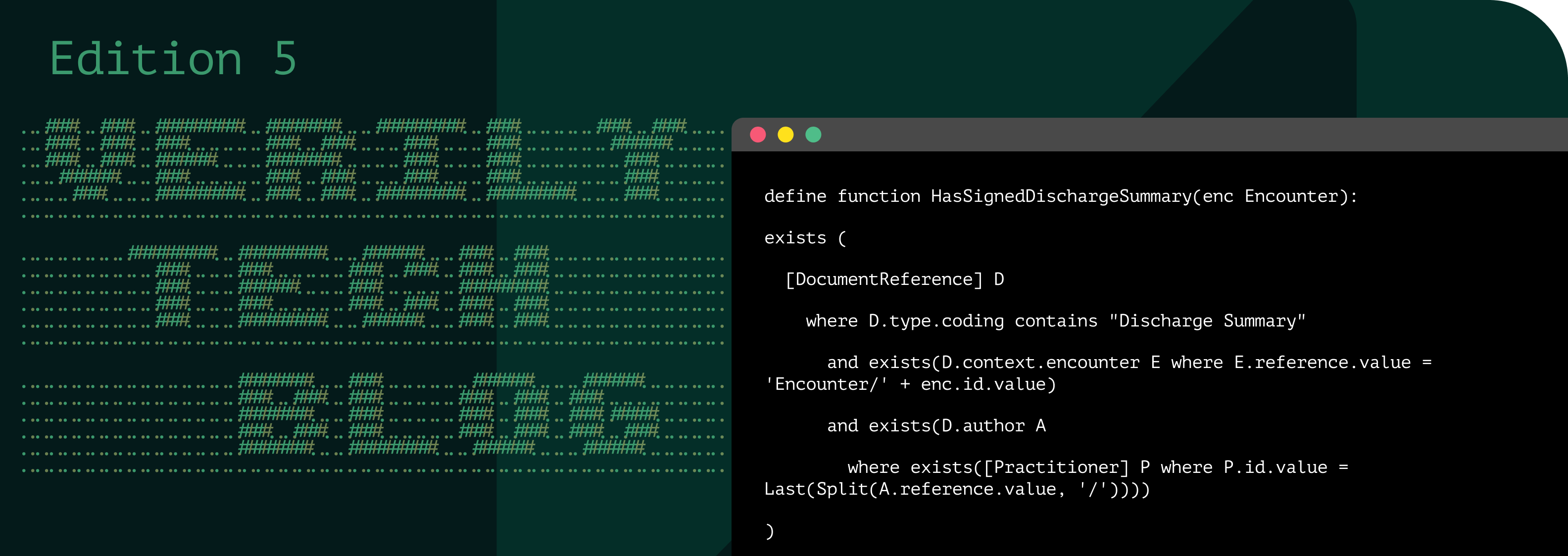 Verily tech blog edition 5, featuring a visual with a section of code.