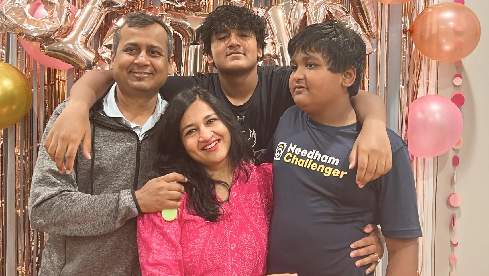 Dr. Neeli Signh, MD, Onduo P.C. Medical Director and endocrinologist, who partners with Verily virtual diabetes care programs, with her husband and two sons