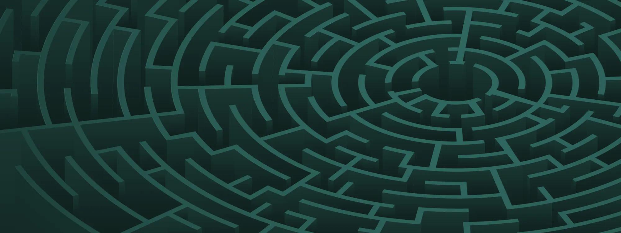 Image of a maze representing the data maze in search for insights