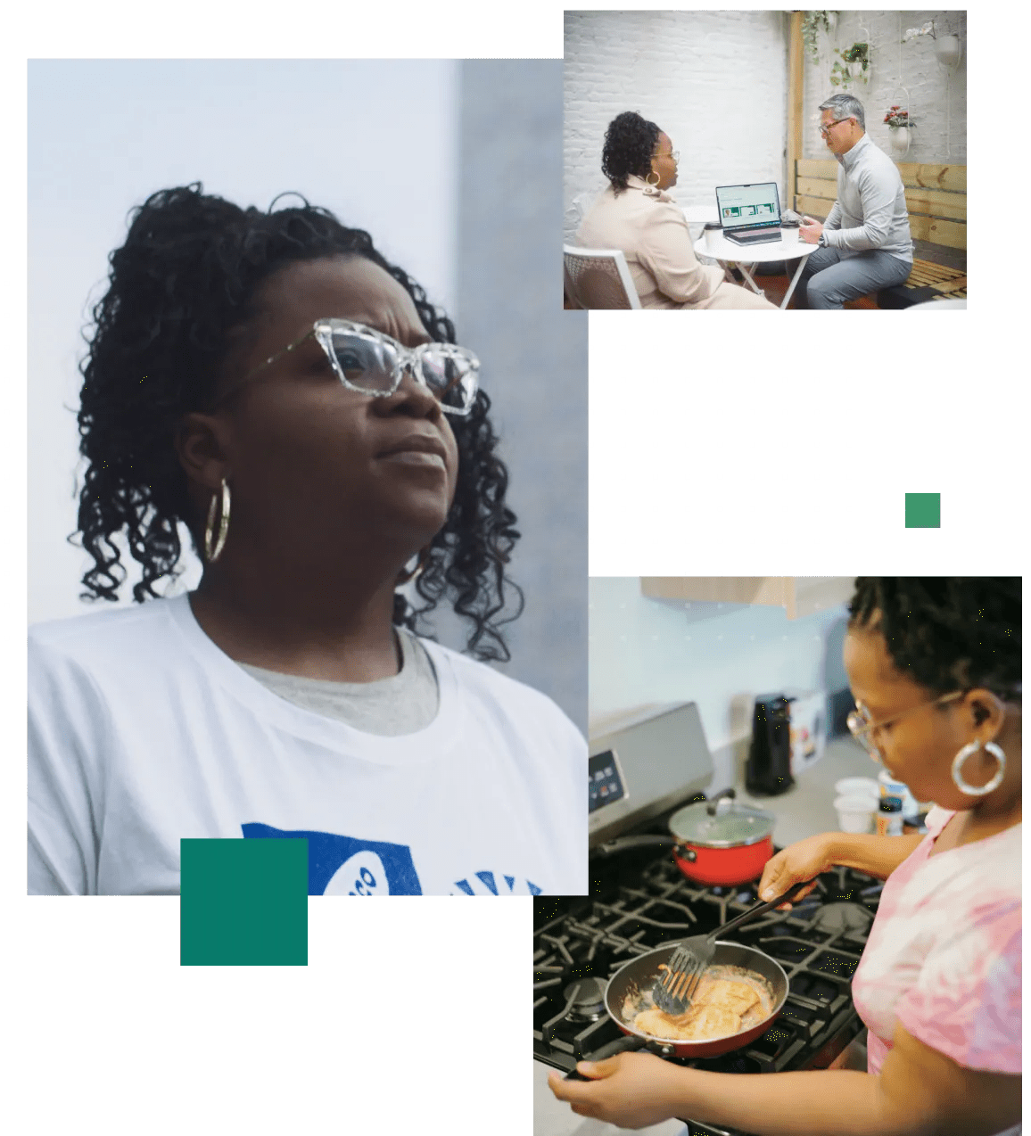 Montage of scenes from filming the N of 1 episode, featuring a woman living with diabetes demonstrating healthy lifestyle choices.