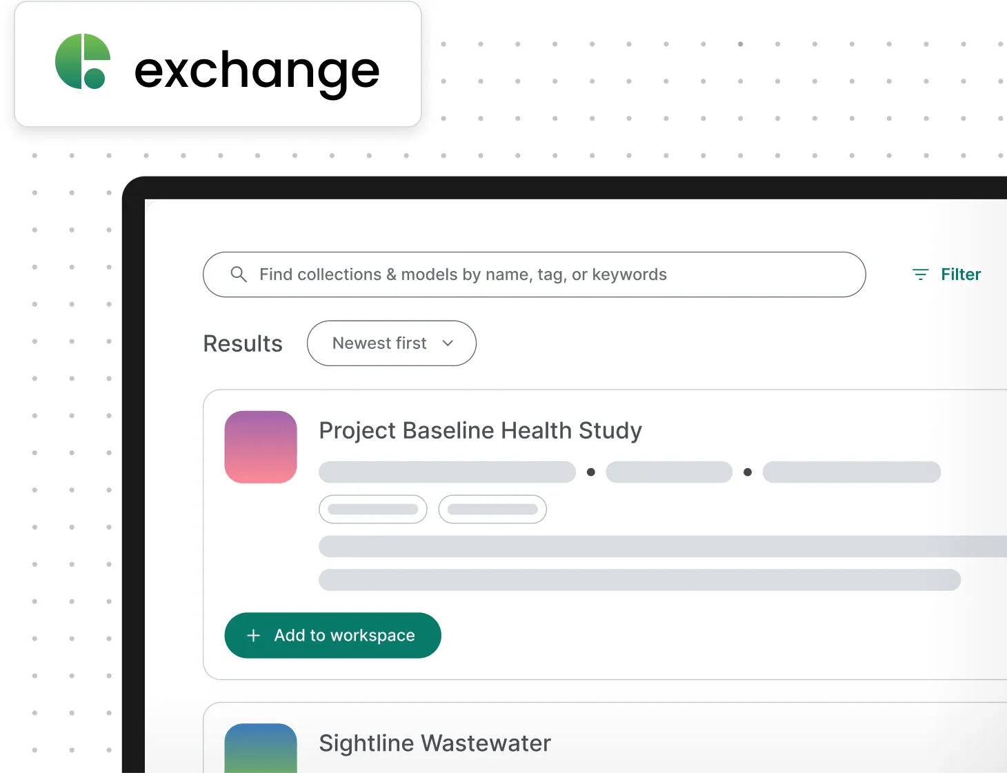 Visualization of Verily Exchange interface showing data listing