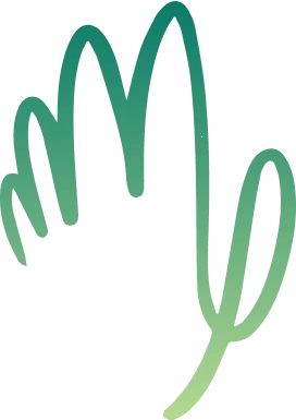 Illustration of a green gradient hand outline.