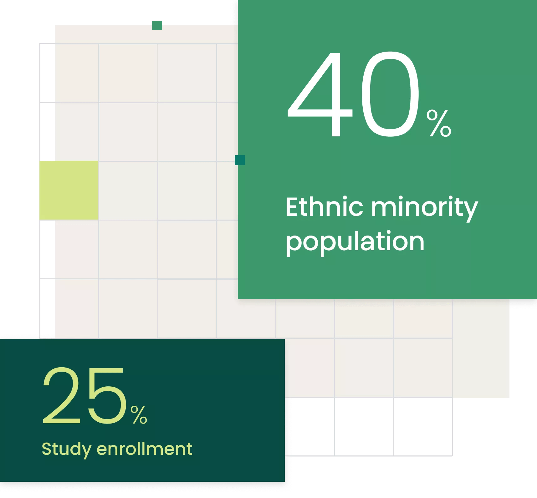 Ethnic minority population: 40%. Clinical study enrollment: 25%.
