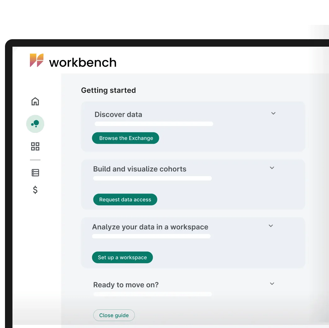 Simulated view of Verily Workbench collaborative research workspaces, showing support for biomedical workflows.