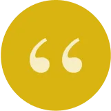 Quote module - white background with black text - on a light aqua gradient. The quotation mark image is dark yellow.