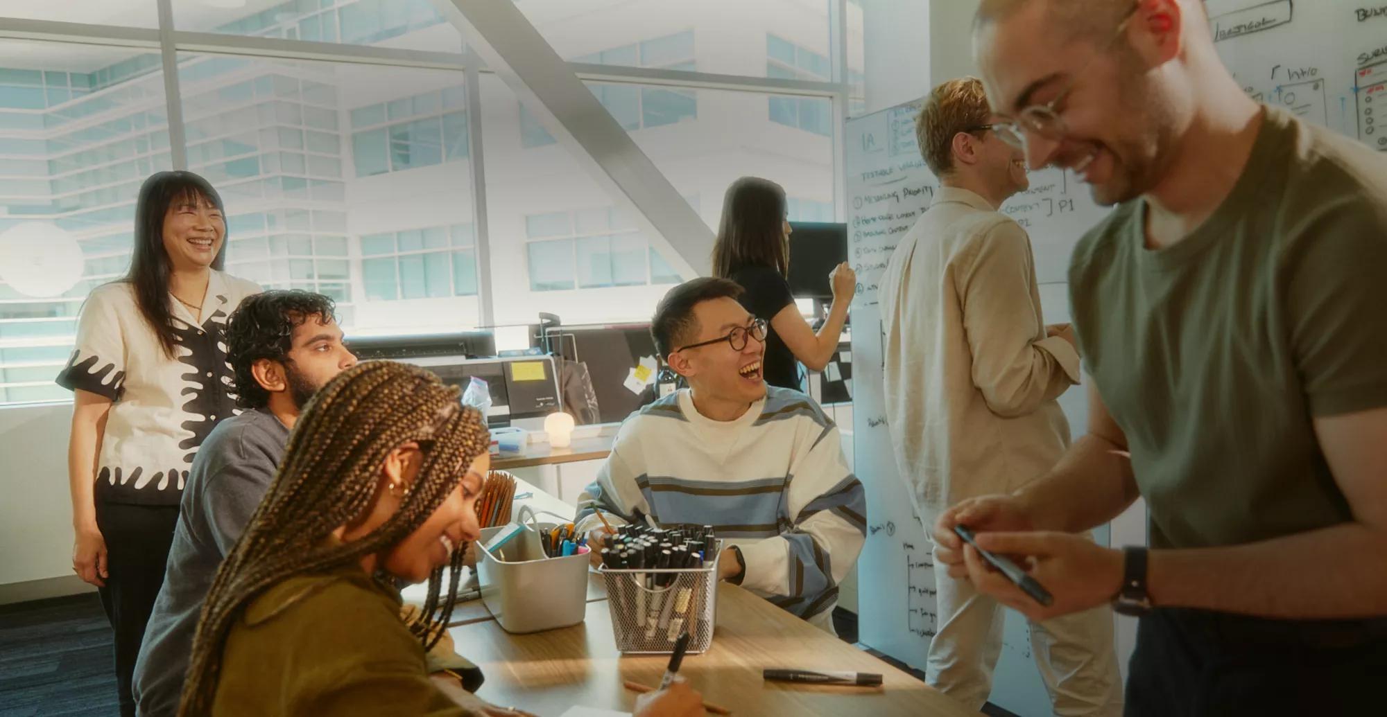 Verily team members working at a table