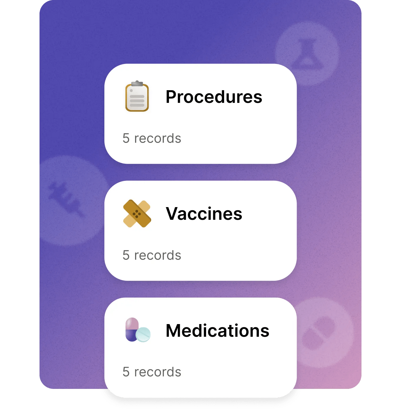 In-app screen from Verily Me shows health record modules
