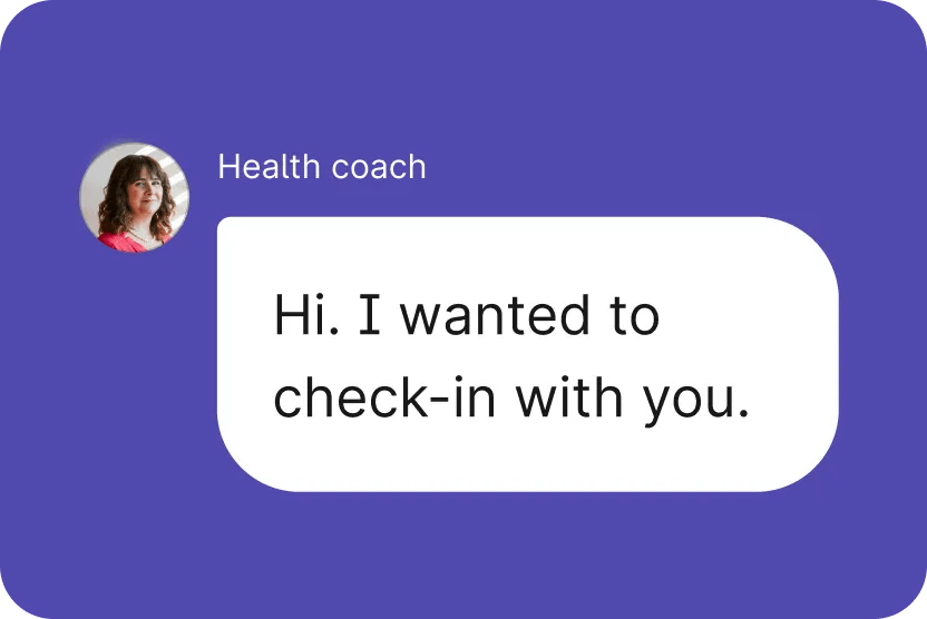 In-app UI of chat bubble with a coach.