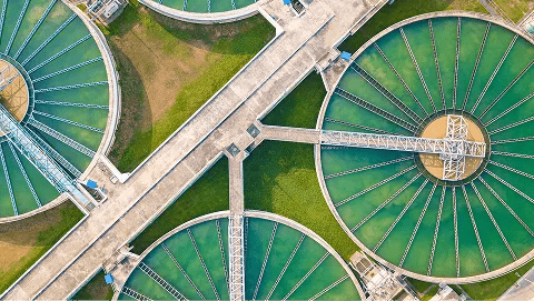 Overhead image of water storage facility.