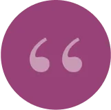 Quote module - white background with black text - on a light aqua gradient. The quotation mark image is dark pink.