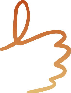 Illustration of an orange gradient hand giving a thumbs up.